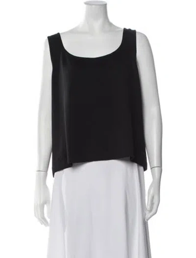 Pre-owned St. John Caviar Wool Scoop Neck Top In Blue