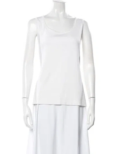 Pre-owned St. John Caviar Wool Scoop Neck Top In Neutrals