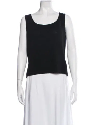Pre-owned St. John Caviar Wool Scoop Neck Top W/ Tags In White