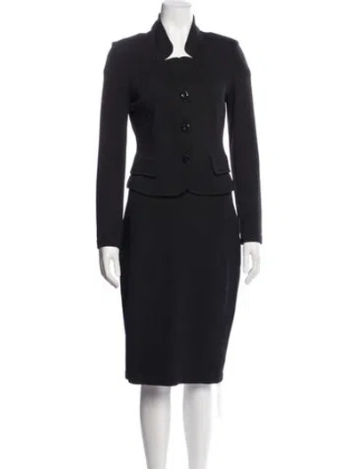 Pre-owned St. John Caviar Wool Skirt Suit In Black