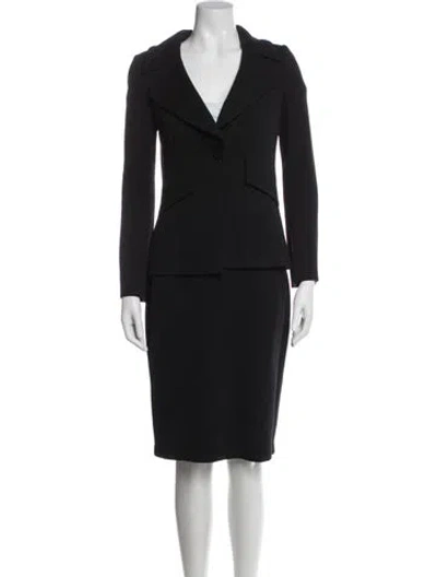 Pre-owned St. John Caviar Wool Skirt Suit In Black