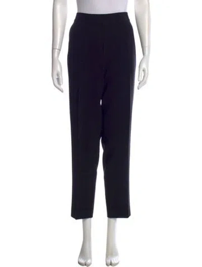Pre-owned St. John Caviar Wool Straight Leg Pants In Black