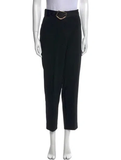 Pre-owned St. John Caviar Wool Straight Leg Pants In Black