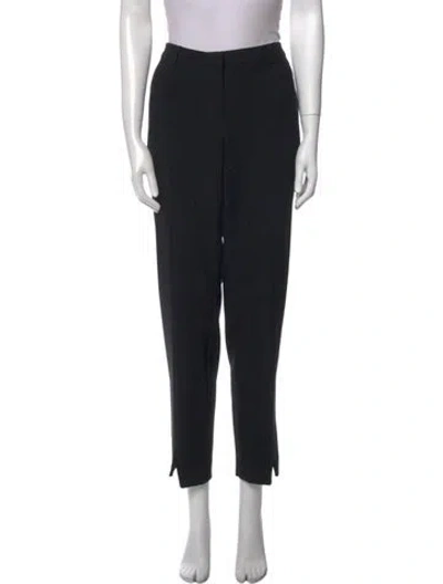 Pre-owned St. John Caviar Wool Straight Leg Pants In Black