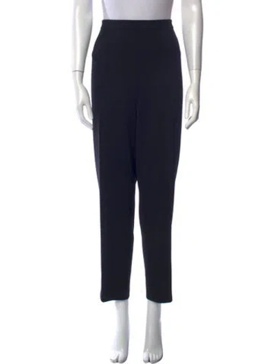 Pre-owned St. John Caviar Wool Straight Leg Pants In Black