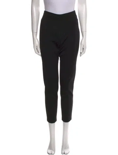 Pre-owned St. John Caviar Wool Straight Leg Pants In Black