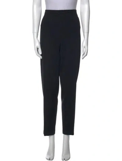 Pre-owned St. John Caviar Wool Straight Leg Pants In Black