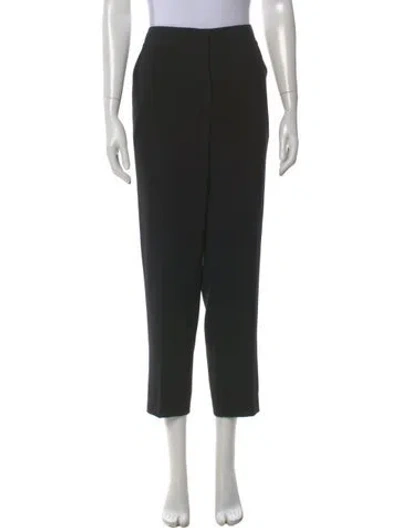 Pre-owned St. John Caviar Wool Straight Leg Pants In Black