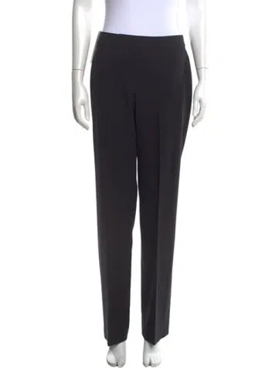 Pre-owned St. John Caviar Wool Straight Leg Pants In Black