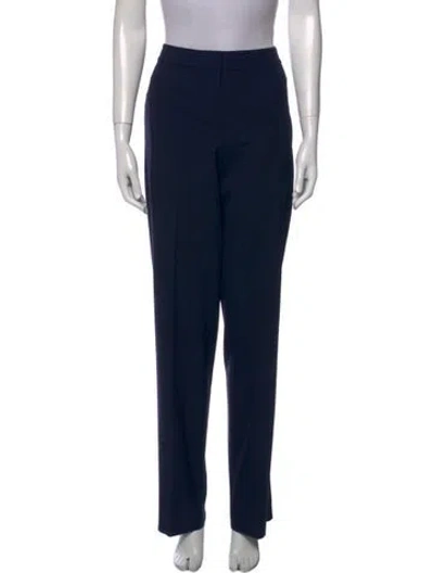 Pre-owned St. John Caviar Wool Straight Leg Pants In Blue