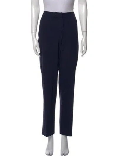 Pre-owned St. John Caviar Wool Straight Leg Pants In Blue