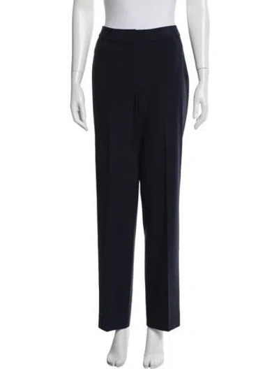 Pre-owned St. John Caviar Wool Straight Leg Pants In Blue