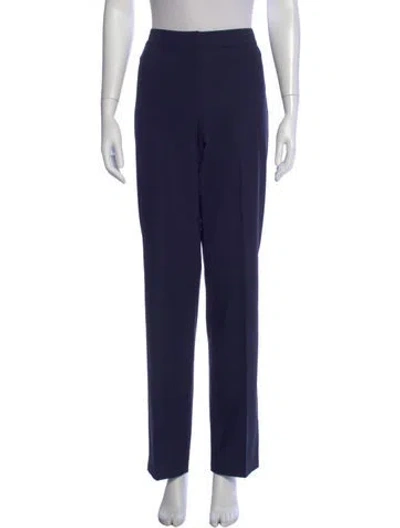 Pre-owned St. John Caviar Wool Straight Leg Pants In Blue