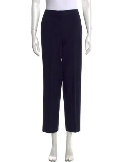 Pre-owned St. John Caviar Wool Straight Leg Pants In Blue