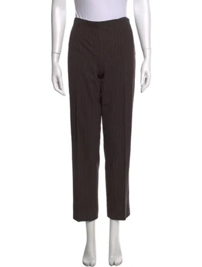 Pre-owned St. John Caviar Wool Straight Leg Pants In Brown