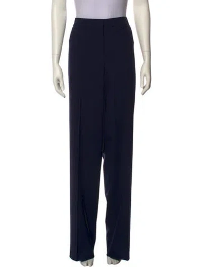Pre-owned St. John Caviar Wool Straight Leg Pants W/ Tags In Black