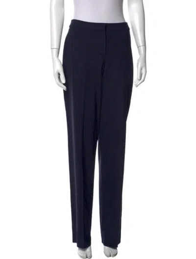 Pre-owned St. John Caviar Wool Straight Leg Pants W/ Tags In Blue
