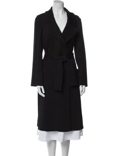 Pre-owned St. John Caviar Wool Trench Coat In Black