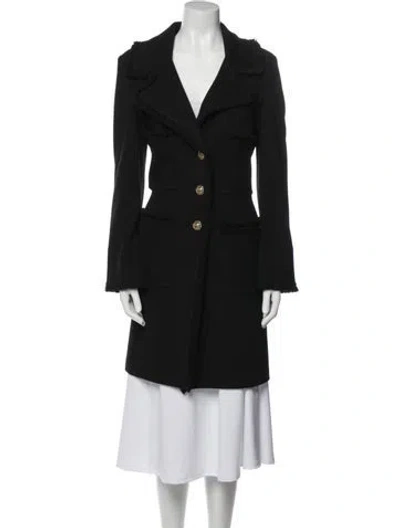 Pre-owned St. John Caviar Wool Trench Coat In Black