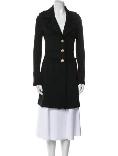 Pre-owned St. John Caviar Wool Trench Coat In Black