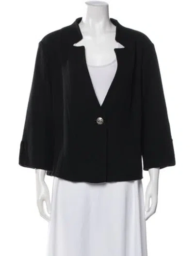 Pre-owned St. John Caviar Wool V-neck Sweater In Black