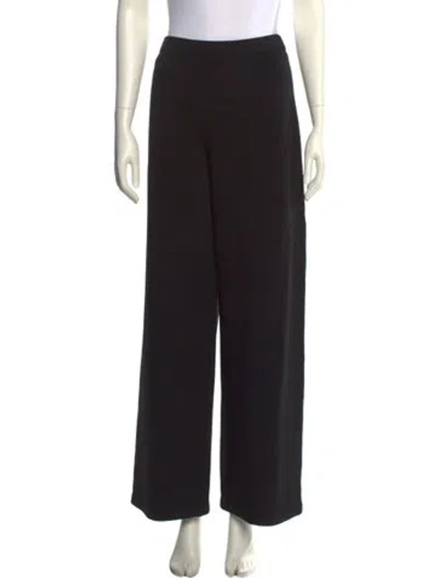 Pre-owned St. John Caviar Wool Wide Leg Pants In Black