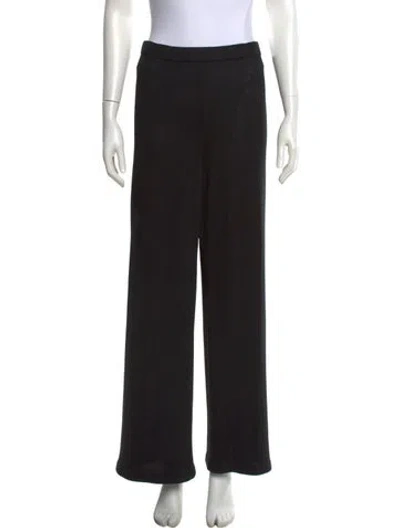 Pre-owned St. John Caviar Wool Wide Leg Pants In Black