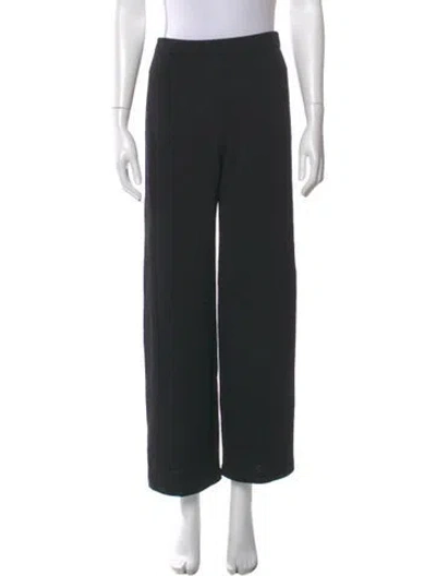 Pre-owned St. John Caviar Wool Wide Leg Pants In Black