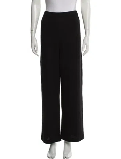 Pre-owned St. John Caviar Wool Wide Leg Pants In Black