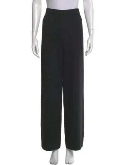 Pre-owned St. John Caviar Wool Wide Leg Pants In Black