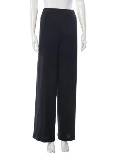 Pre-owned St. John Caviar Wool Wide Leg Pants In Black
