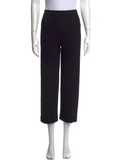 Pre-owned St. John Caviar Wool Wide Leg Pants In Black