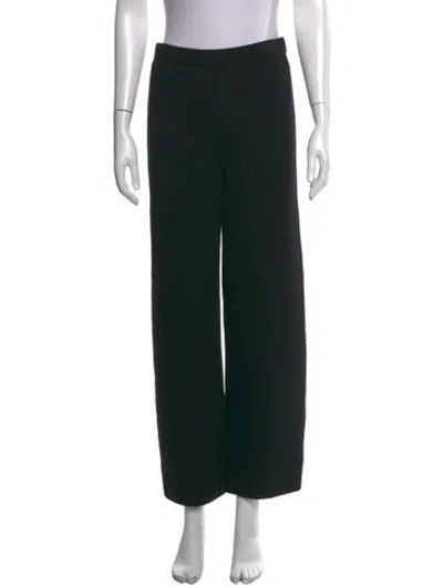Pre-owned St. John Caviar Wool Wide Leg Pants In Black