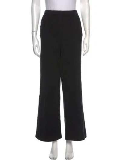 Pre-owned St. John Caviar Wool Wide Leg Pants In Black