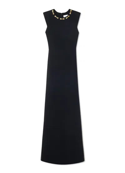 St John Chain Detail Milano Knit Gown In Black