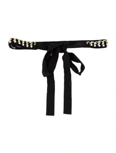 Pre-owned St John Chain-link Accents Waist Belt In Black