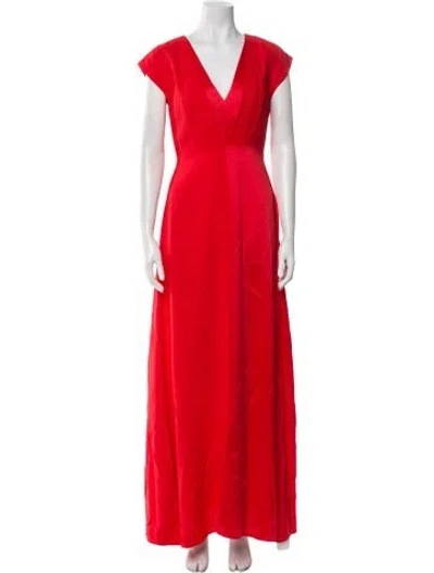 Pre-owned St John Chambray Long Dress W/ Tags In Red