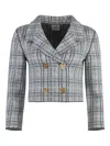 St John Check-patterned Double-breasted Jacket In White