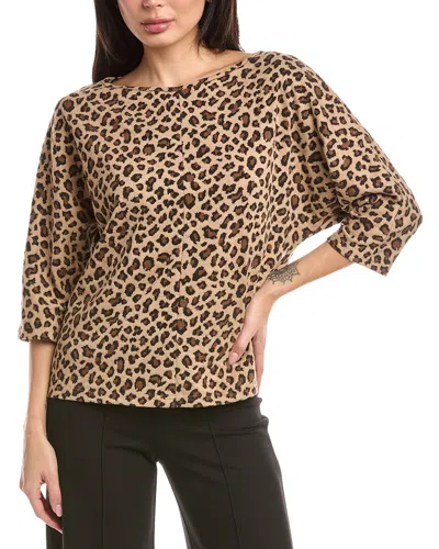 St John St. John Cheetah Stretch Sweater In Brown