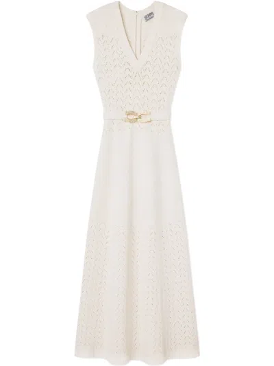 St John Chevron-knit Dress In Neutrals