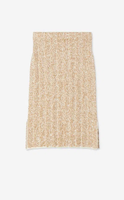 St John Chevron Slub Knit Skirt In Neutral