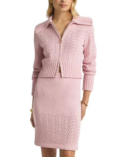 St John Chevron Zip Cardigan In Celi