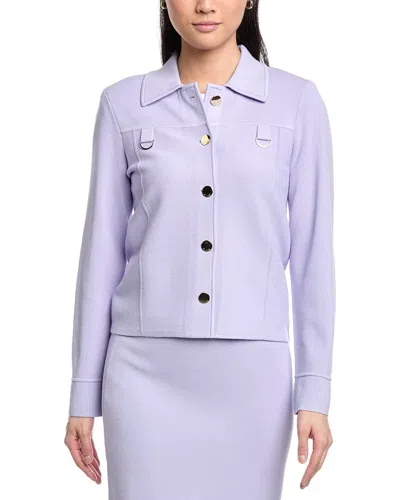 St John St. John Collared Boxy Knit Jacket In Purple