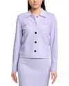 St John St. John Collared Boxy Knit Jacket In Blue