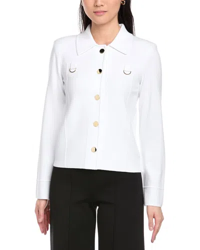 St John St. John Collared Boxy Knit Jacket In White