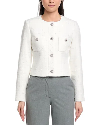 St John St. John Collarless Boxy Jacket In White