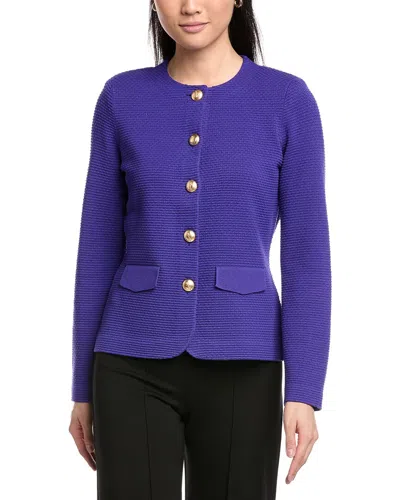 St John St. John Collarless Four Pocket Knit Jacket In Purple