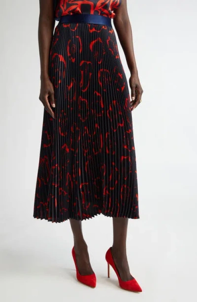 St John St. John Collection '50s Floral Print Pleated Skirt