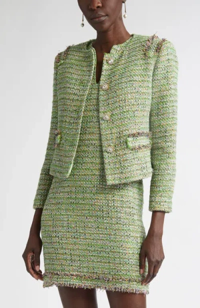 St John St. John Collection Arden Metallic Tweed Jacket In Green