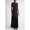 St John St. John Collection Audrey Fringe Sleeveless Belted Gown